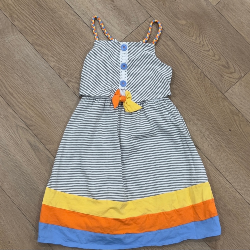 Jona Michelle Striped Dress with Orange, Yellow, and Blue Size 10 Girls